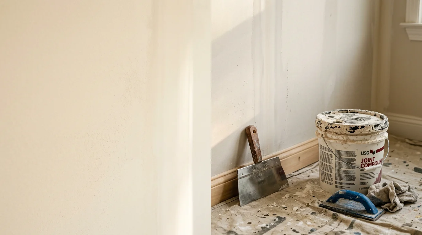 Freshly finished and painted interior walls in a Tyler, TX residential home, showing smooth, even surfaces with clean edges along trim and corners. A remodeled room with consistent wall texture and a uniform paint finish throughout.